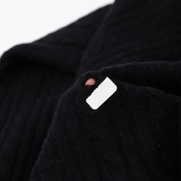 Sandro Alizia Navy V-Neck Black Knit Wool Sweater - Picture 10 of 10